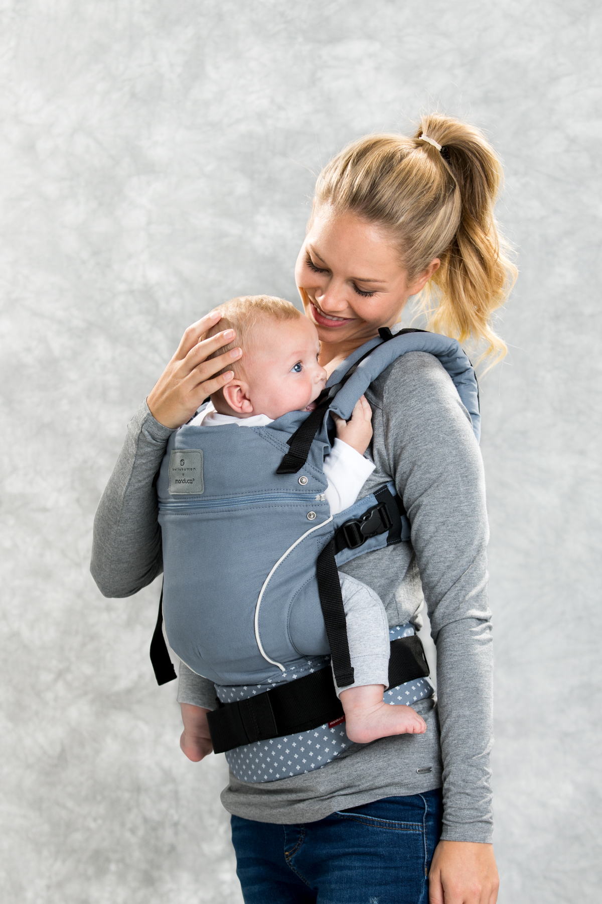 Baby carrier physiological Manduca Bellybutton WildCrosses Blue